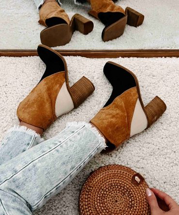 Kendall Tri-Tone Booties (Black/Camel/Taupe) · NanaMacs