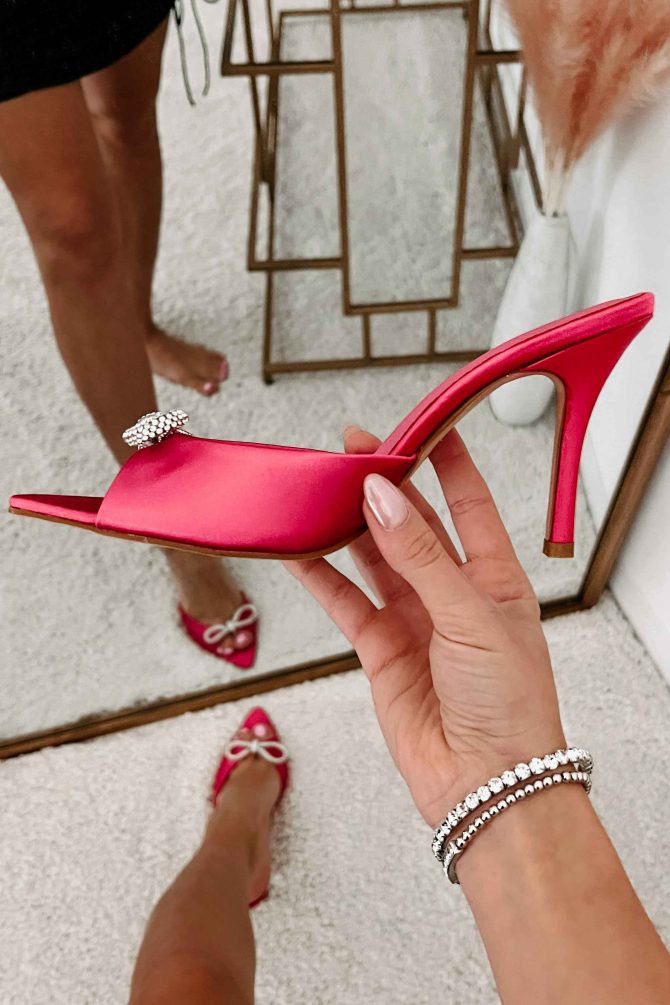Party Moves Billini Open Toe Satin Heels (Raspberry Satin) · NanaMacs - Image 2