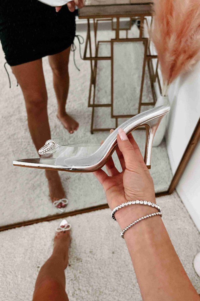 Party Moves Billini Open Toe Metallic Heels (Clear Silver) · NanaMacs - Image 3