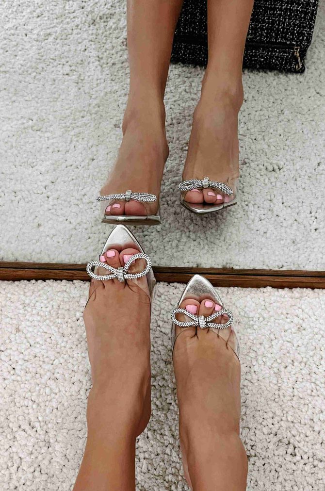 Party Moves Billini Open Toe Metallic Heels (Clear Silver) · NanaMacs - Image 2