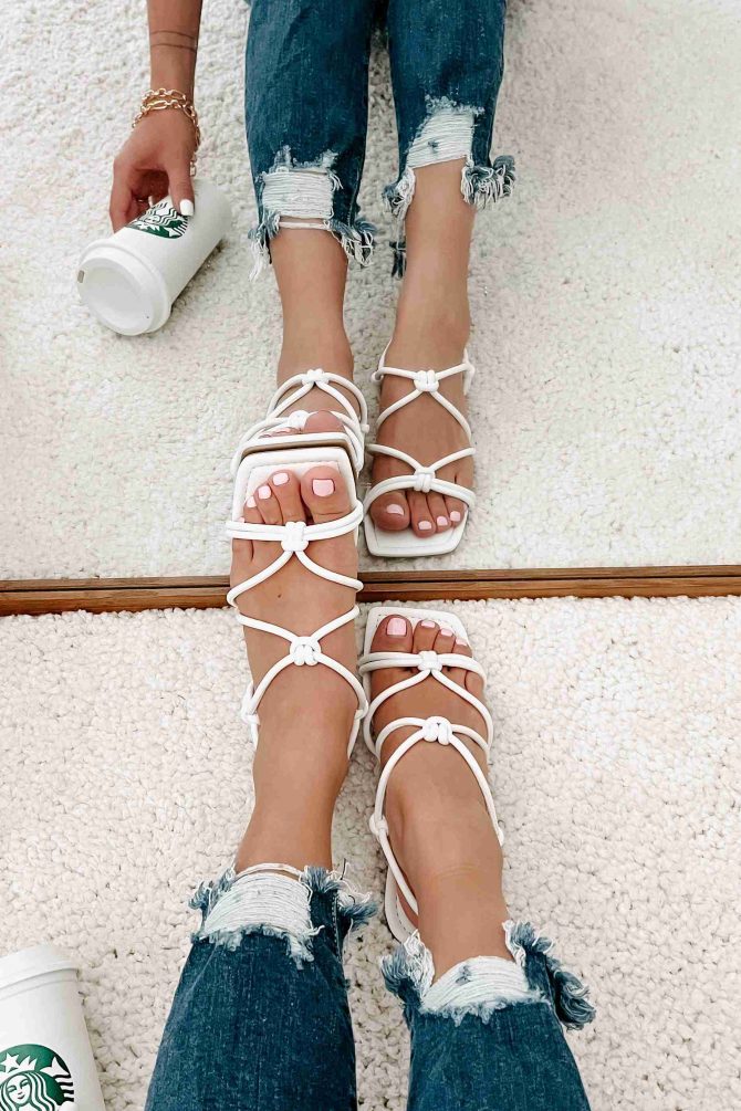 Better In Person Knotted Strappy Sandals (White) · NanaMacs - Image 4