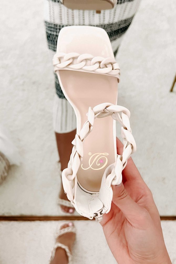 Subtle Statement Square Toe Chain Strap Heel (Bone) · NanaMacs - Image 3
