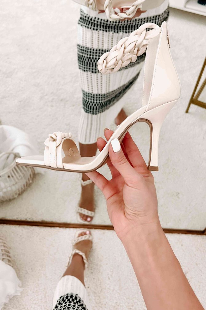 Subtle Statement Square Toe Chain Strap Heel (Bone) · NanaMacs - Image 2