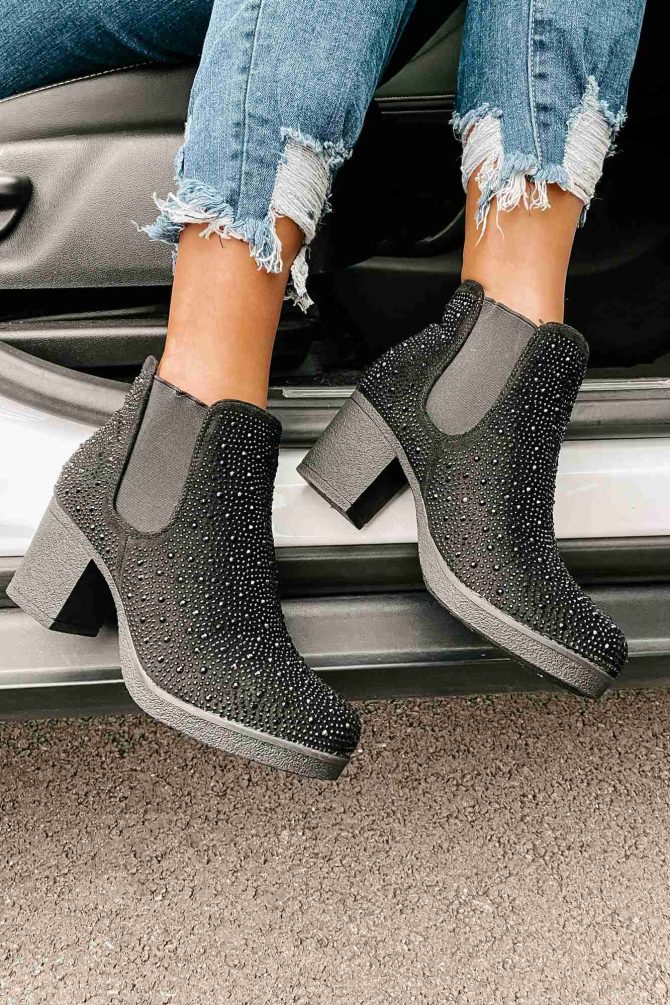 Bossy Behavior Rhinestone Booties (Black) · NanaMacs - Image 2