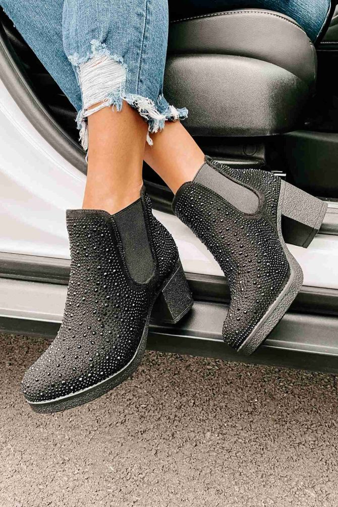 Bossy Behavior Rhinestone Booties (Black) · NanaMacs - Image 3