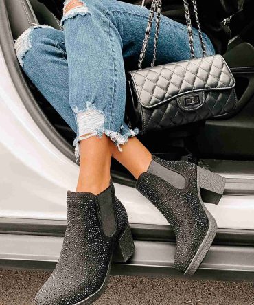 Bossy Behavior Rhinestone Booties (Black) · NanaMacs