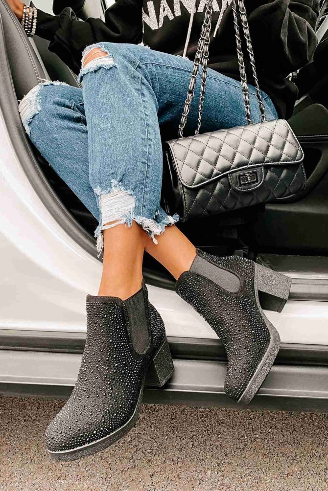 Bossy Behavior Rhinestone Booties (Black) · NanaMacs