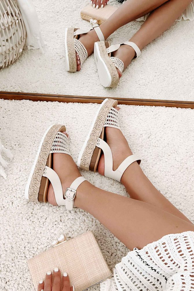 Hoyden Woven Platform/Wedge Sandal (Bone) · NanaMacs - Image 4