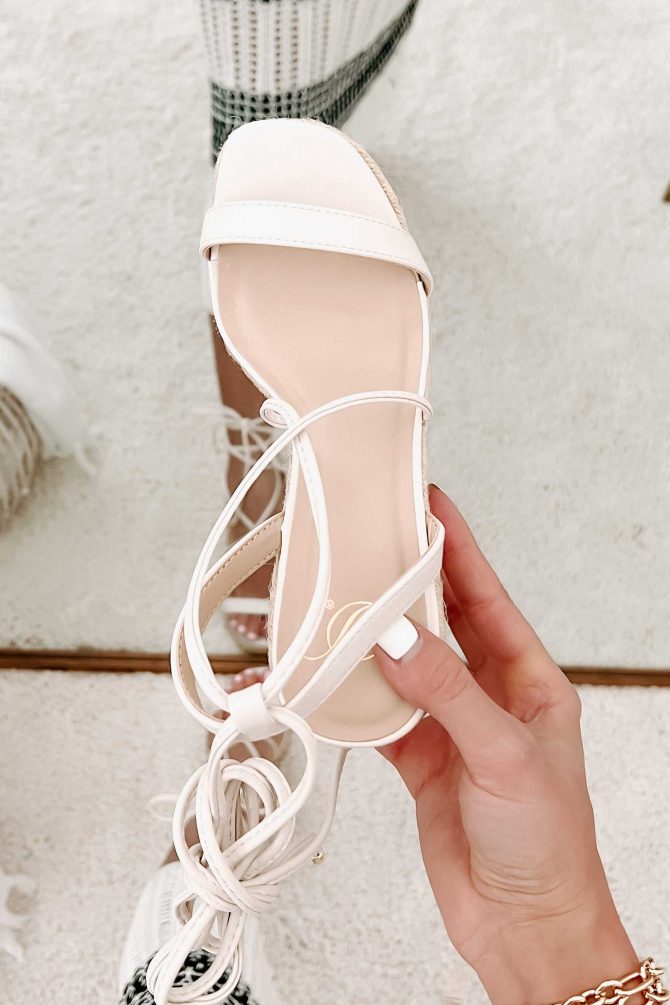 Match Made Ankle Tie Open Toe Wedges (Bone) · NanaMacs - Image 2