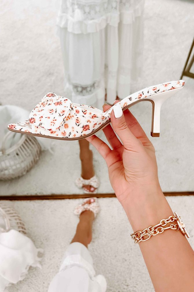 Pretty In Prague Knotted Floral Heels (White Multi) · NanaMacs - Image 3