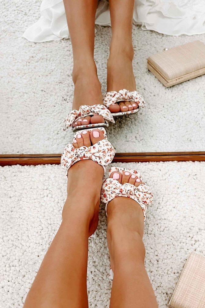 Pretty In Prague Knotted Floral Heels (White Multi) · NanaMacs - Image 4