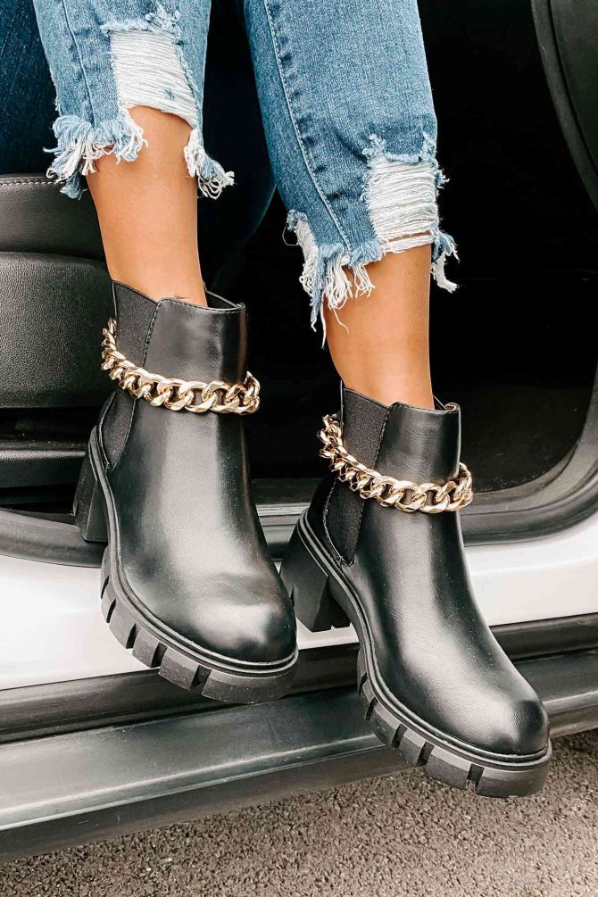 Linked To Me Gold Chain Madden Girl Booties (Black) · NanaMacs - Image 4
