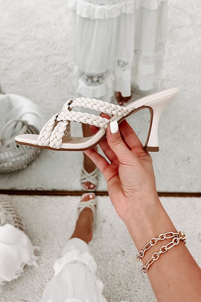 Chic Status Braided Strap Heel (Bone) · NanaMacs