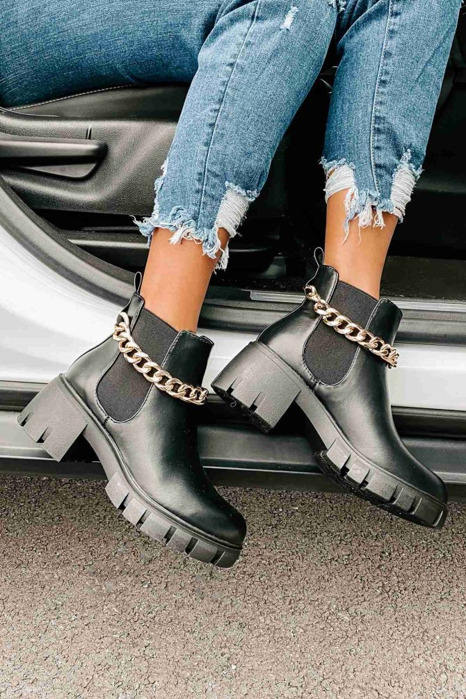 Linked To Me Gold Chain Madden Girl Booties (Black) · NanaMacs - Image 2