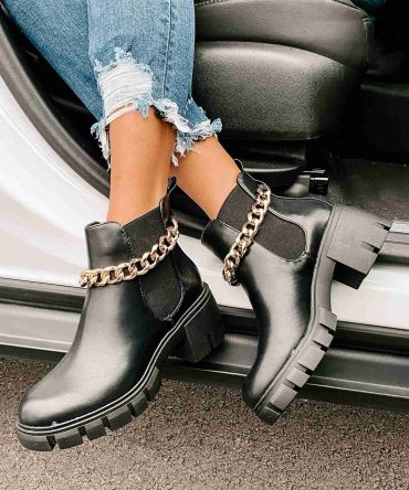 Linked To Me Gold Chain Madden Girl Booties (Black) · NanaMacs