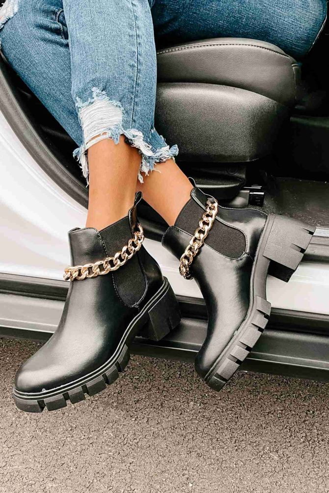 Linked To Me Gold Chain Madden Girl Booties (Black) · NanaMacs