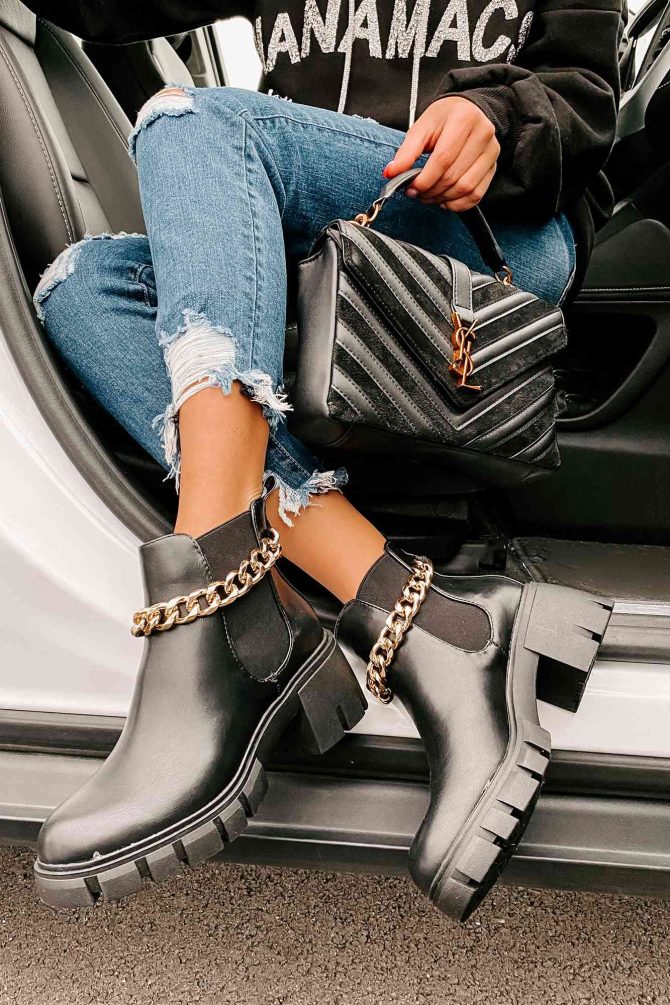 Linked To Me Gold Chain Madden Girl Booties (Black) · NanaMacs - Image 3