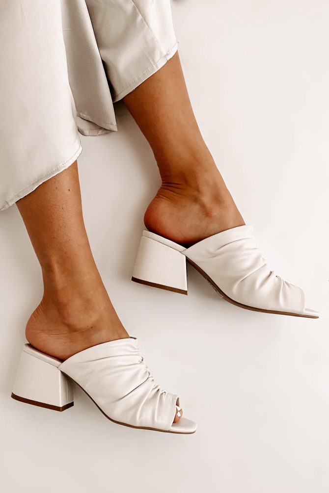 Sorting It Out Ruched Mules (Off White) · NanaMacs - Image 3