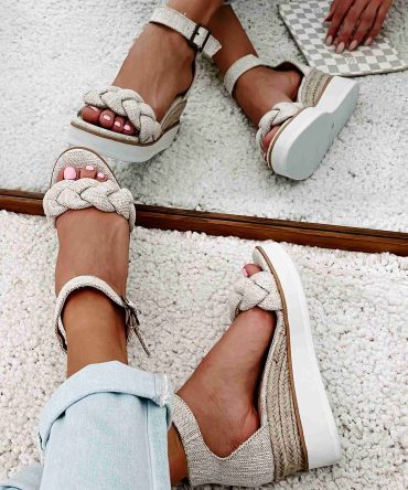 Every Little Step Braided Wedge Sandal (Natural/Silver) · NanaMacs