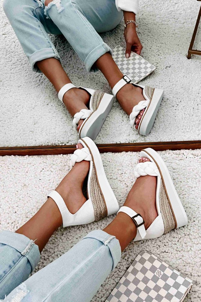 Every Little Step Braided Wedge Sandal (White) · NanaMacs - Image 4