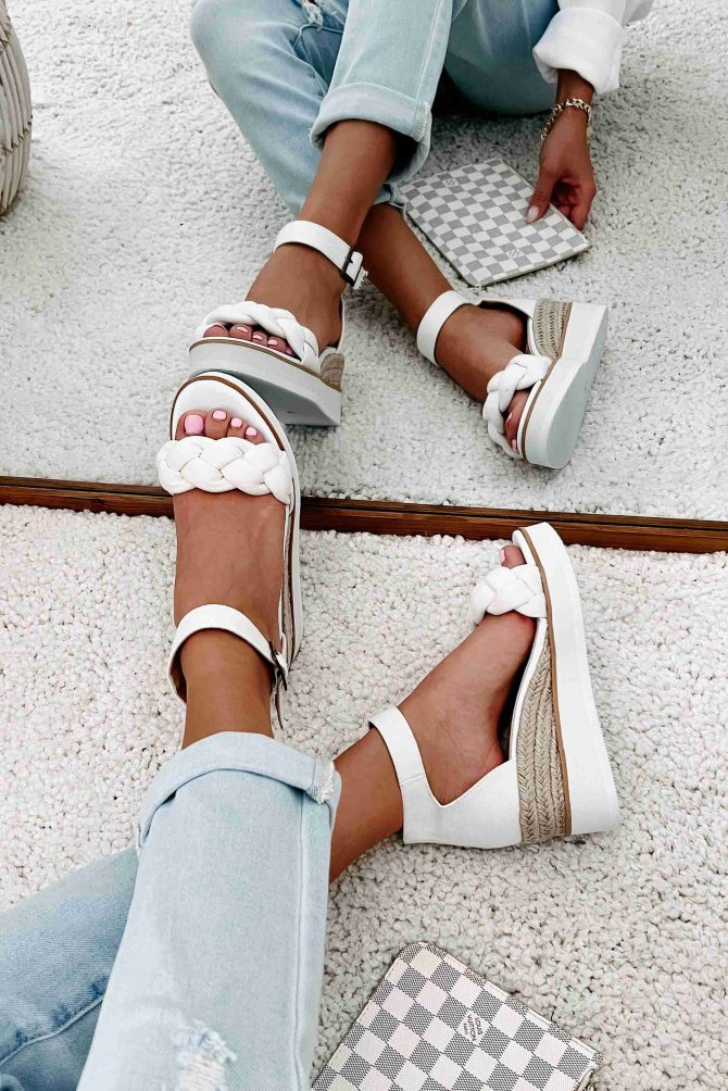 Every Little Step Braided Wedge Sandal (White) · NanaMacs