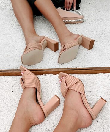 Walk The Talk Pleated Strap Heeled Sandal (Blush) · NanaMacs