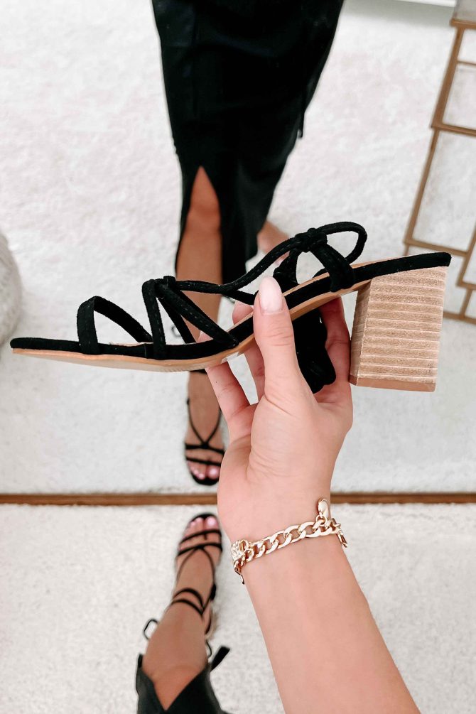 Without Question Faux Suede Lace-Up Heels (Black) · NanaMacs - Image 2