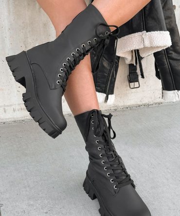 Doorbuster Get A Move On Lace-Up Combat Boots (Black) · NanaMacs