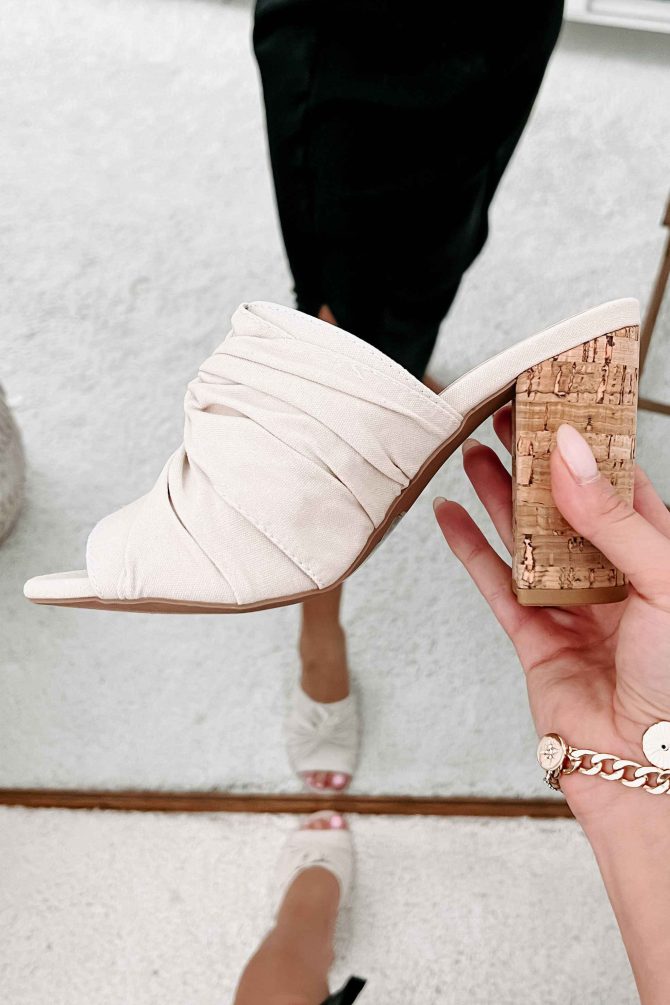 Alona Canvas Open Toe Heeled Sandal (Light Stone) · NanaMacs - Image 2