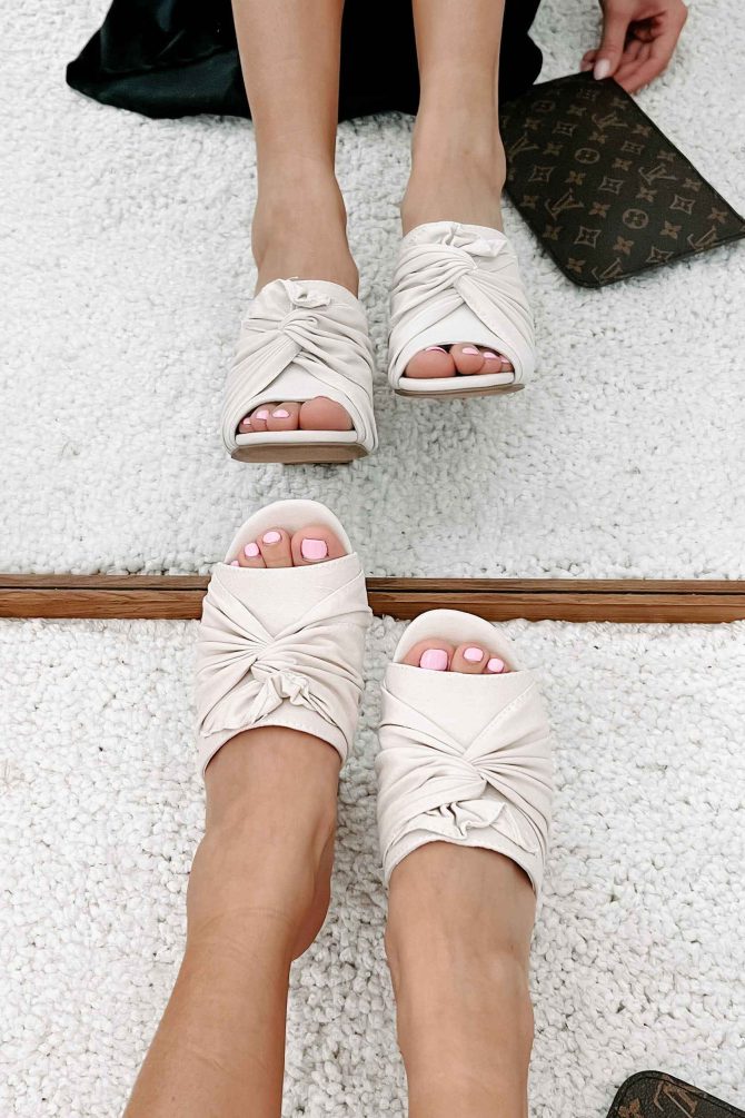Alona Canvas Open Toe Heeled Sandal (Light Stone) · NanaMacs - Image 4