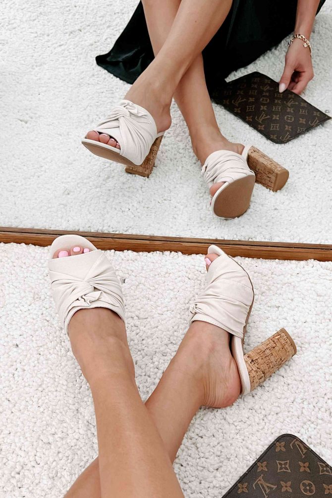 Alona Canvas Open Toe Heeled Sandal (Light Stone) · NanaMacs