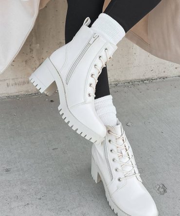 Tougher Than You Lug Sole Combat Booties (Ivory) · NanaMacs