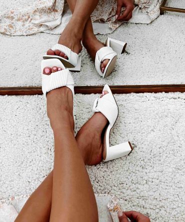 Walk The Talk Pleated Strap Heeled Sandal (White) · NanaMacs