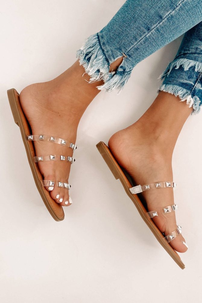 A Clear Path Clear Studded Sandals (Lucite) · NanaMacs - Image 3