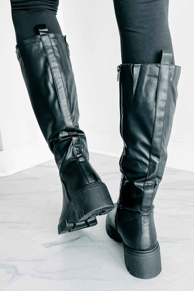 Racing Toward Extinction Knee High Lug Sole Boots (Black) · NanaMacs - Image 4