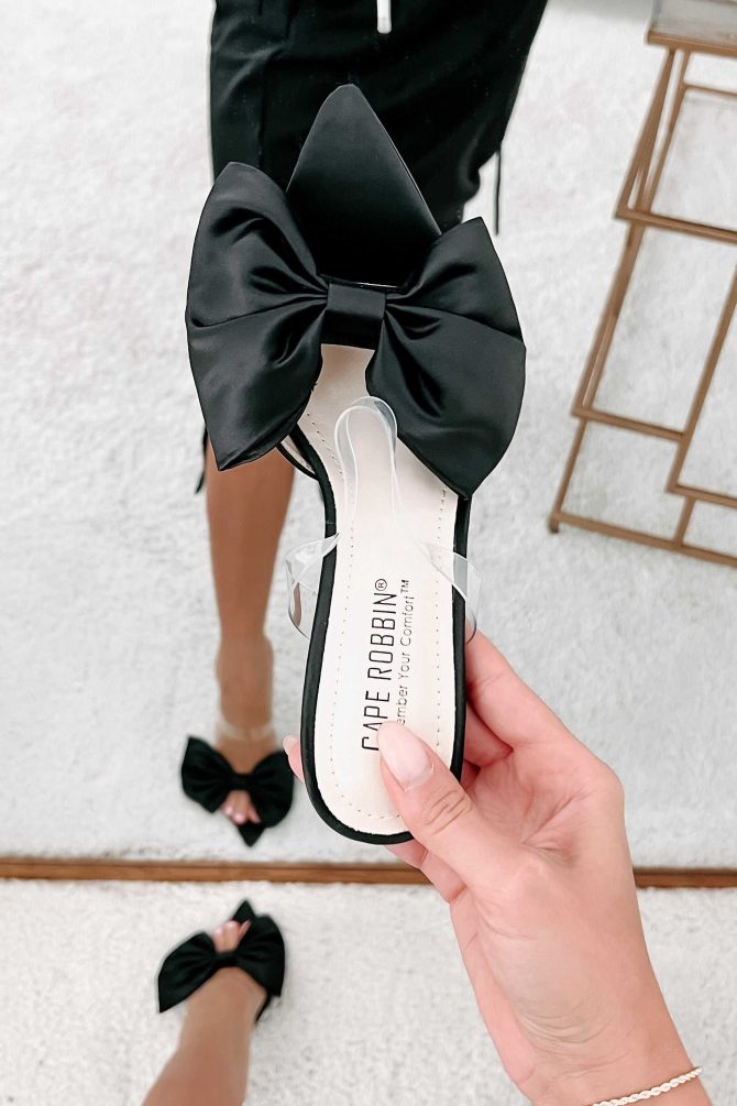 Marceline Bow Front Open Toe Heels (Black) · NanaMacs - Image 2