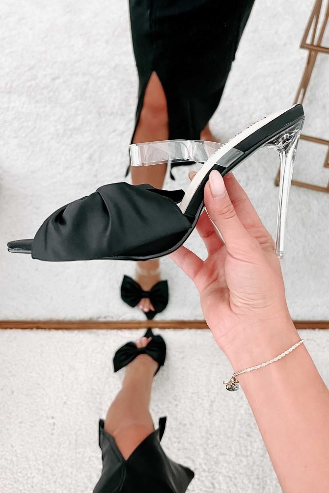 Marceline Bow Front Open Toe Heels (Black) · NanaMacs - Image 4