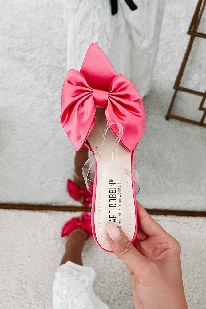 Marceline Bow Front Open Toe Heels (Pink) · NanaMacs - Image 2