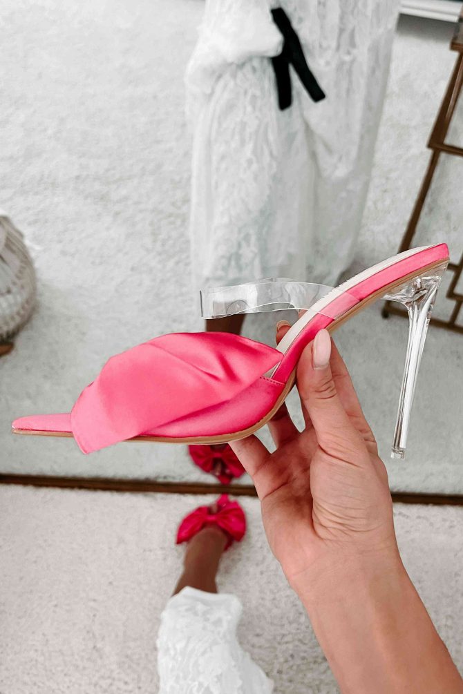 Marceline Bow Front Open Toe Heels (Pink) · NanaMacs - Image 3