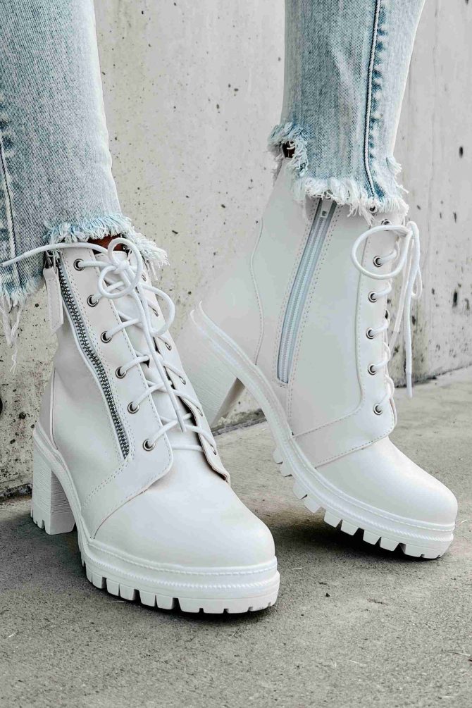 Now You're Talking Faux Leather Booties (White) · NanaMacs - Image 4