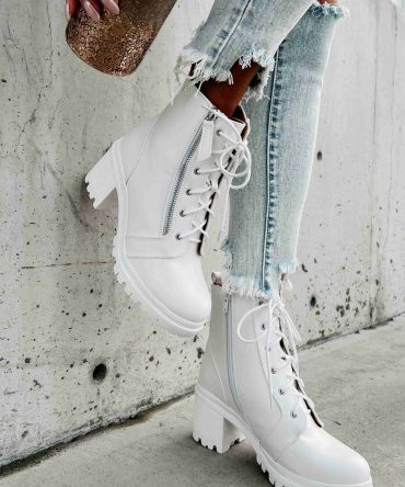 Now You're Talking Faux Leather Booties (White) · NanaMacs
