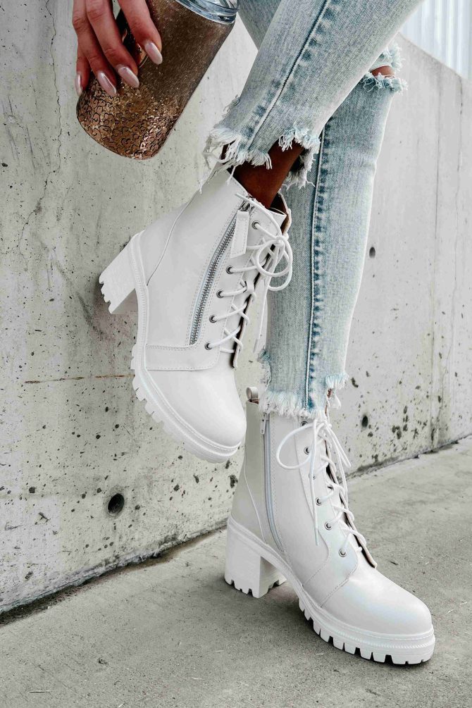 Now You're Talking Faux Leather Booties (White) · NanaMacs