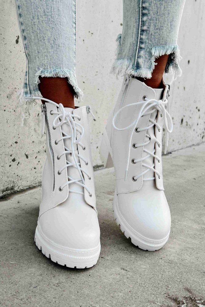 Now You're Talking Faux Leather Booties (White) · NanaMacs - Image 2