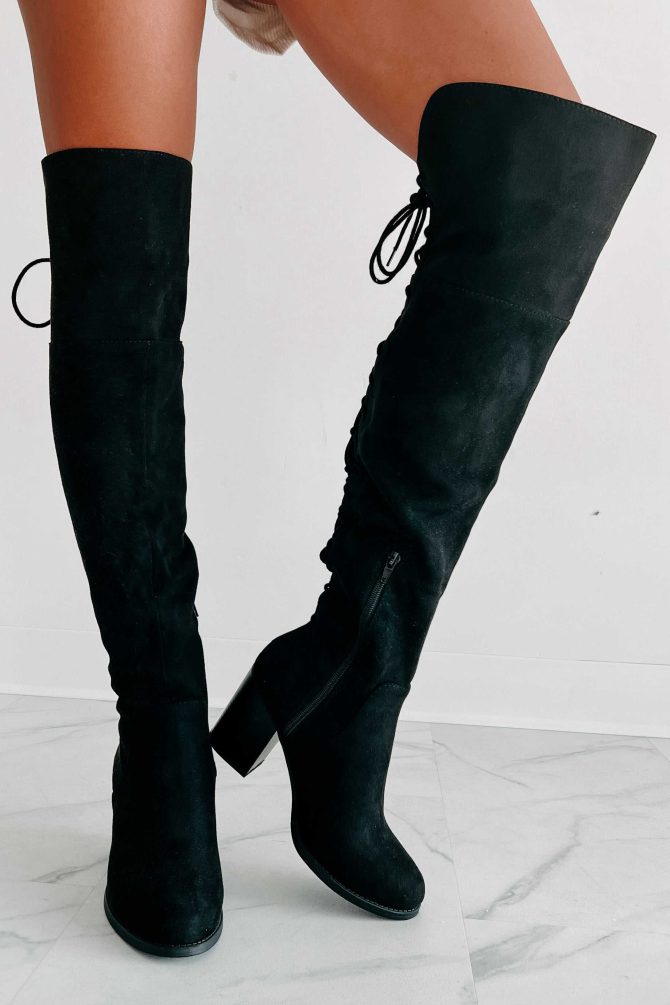 Drawn To The Drama Lace-Up Over The Knee Boots (Black) · NanaMacs - Image 2