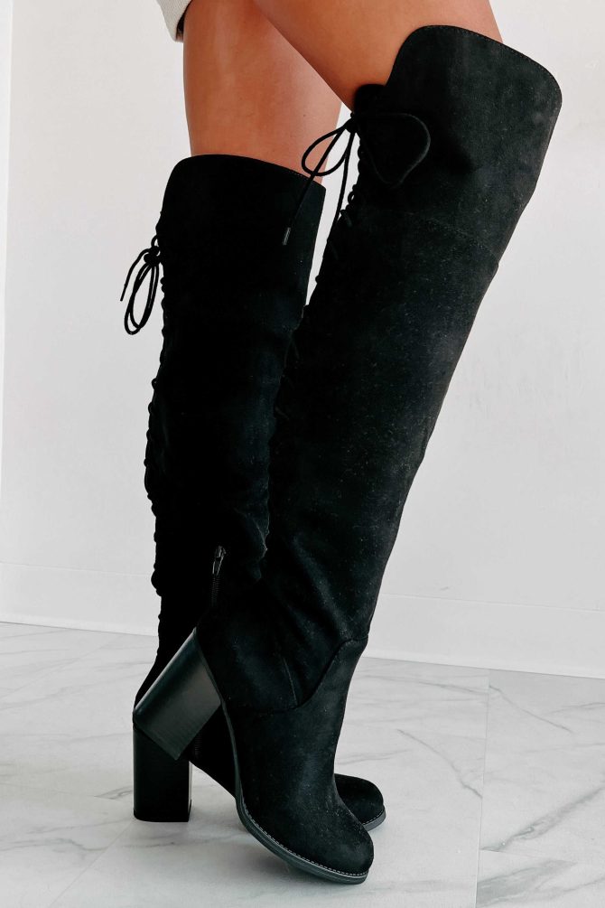 Drawn To The Drama Lace-Up Over The Knee Boots (Black) · NanaMacs - Image 4