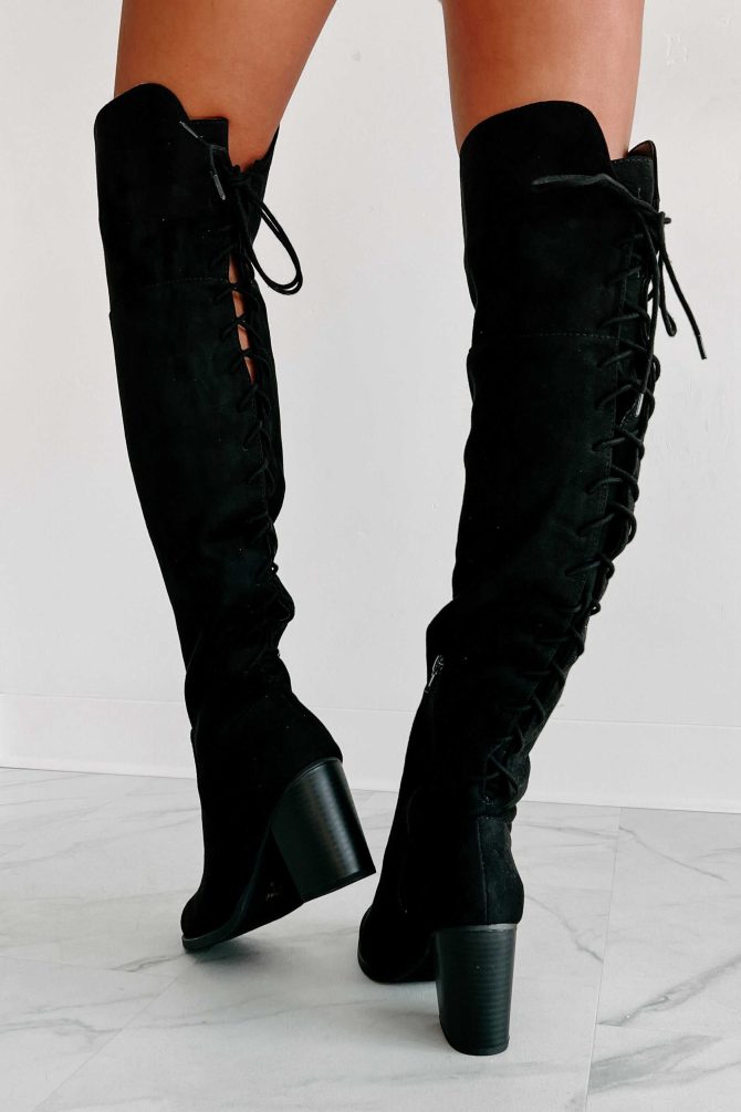 Drawn To The Drama Lace-Up Over The Knee Boots (Black) · NanaMacs - Image 3