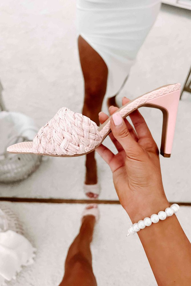 Resort Ready Twisted Woven Raffia Heels (Pink Raffia) · NanaMacs - Image 2