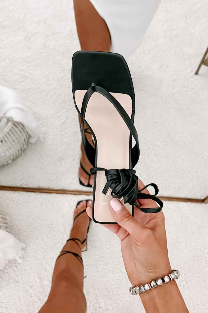 Elisha Ankle Wrap Heeled Sandals (Black) · NanaMacs - Image 3