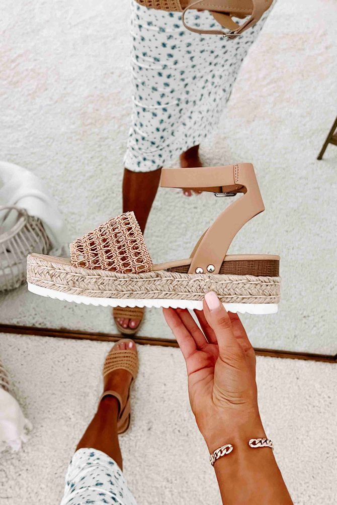 Hoyden Woven Platform/Wedge Sandal (Dark Nude) · NanaMacs - Image 2