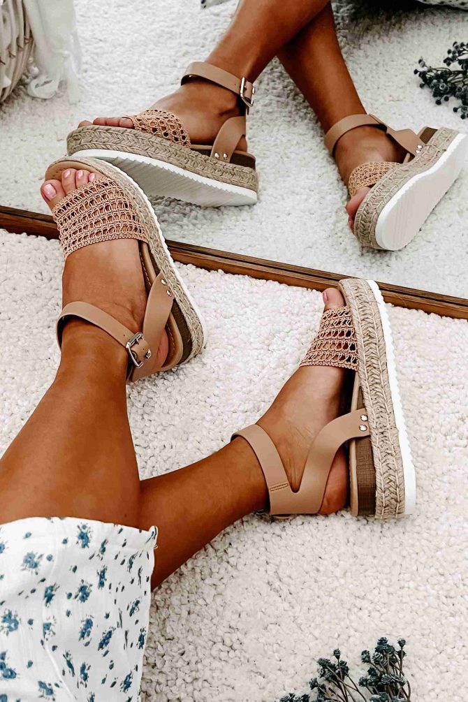 Hoyden Woven Platform/Wedge Sandal (Dark Nude) · NanaMacs - Image 4